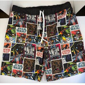 Star Wars All Over Print Comic Swim Trunks Mens L Mesh Lined Lucasfilm
